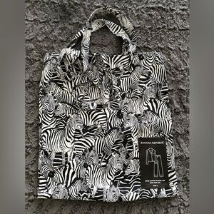 Banana Republic Black & White Zebra-Print Top and Bottom PJ’s